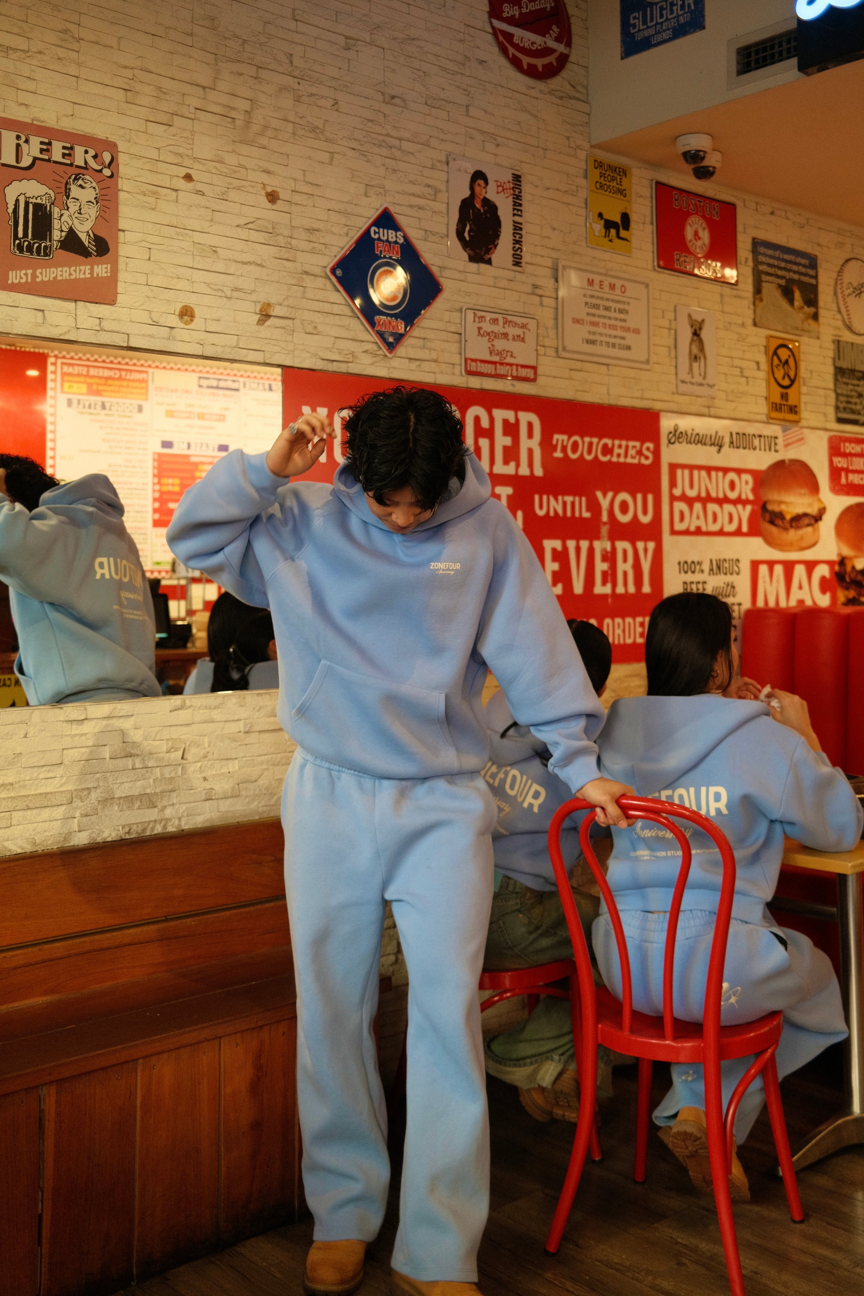 Anniversary Raglan Hoodie - Baby Blue
