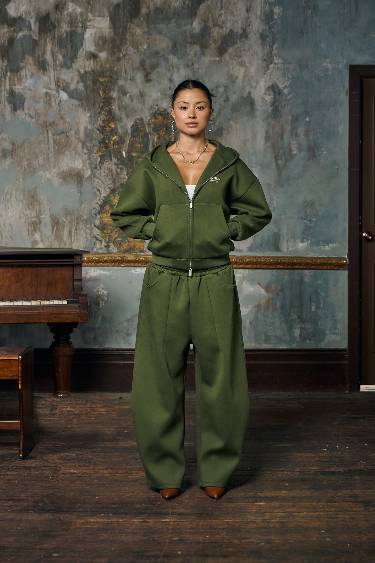 Anniversary Wide Leg Sweats - Field Green