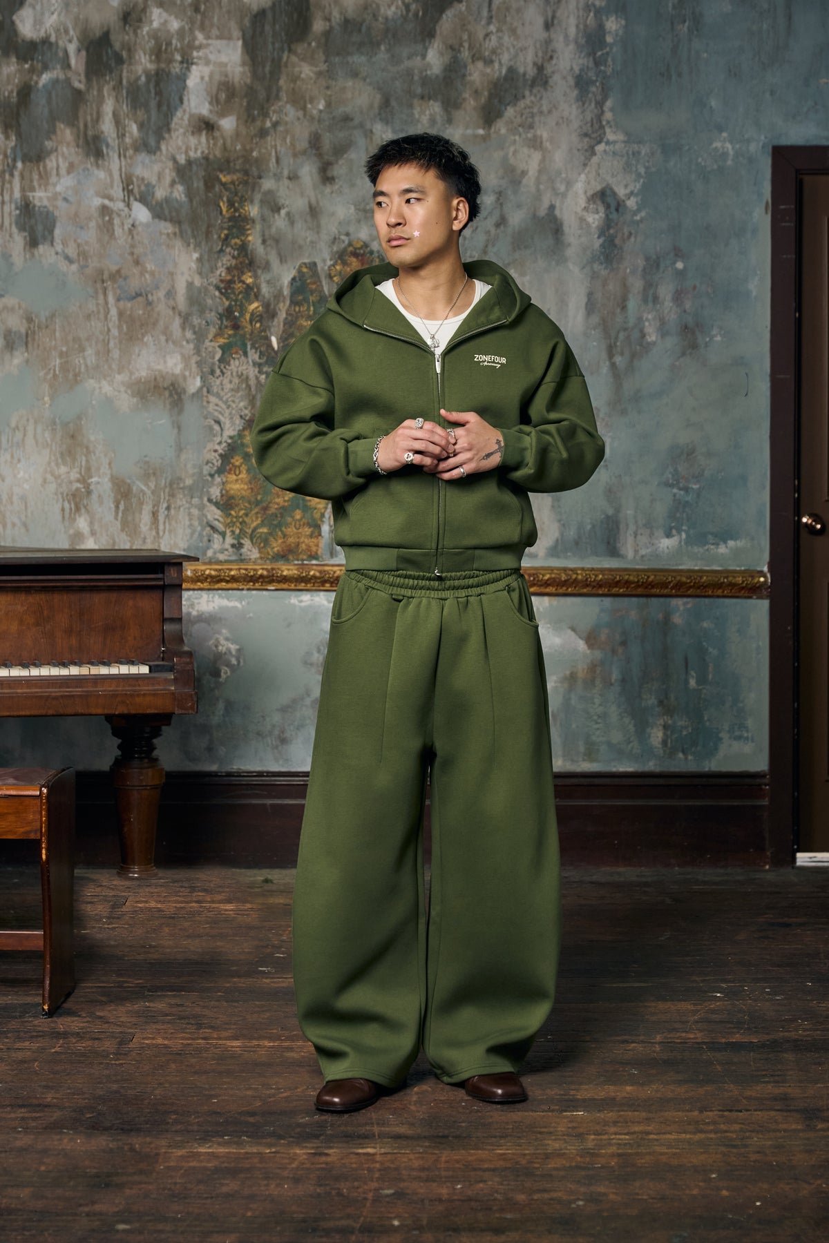 Anniversary Wide Leg Sweats - Field Green