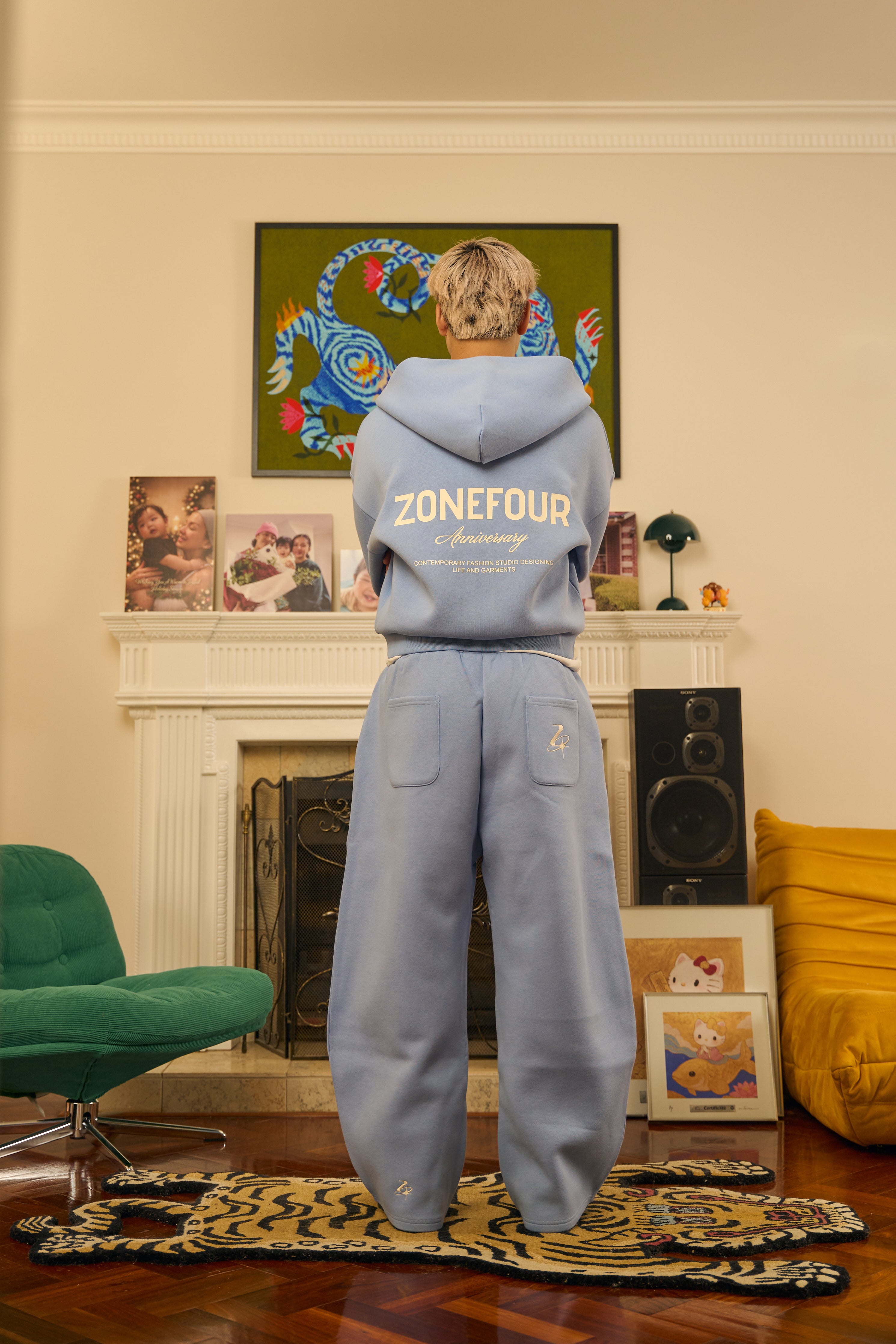 Anniversary Zip Hoodie - Baby Blue