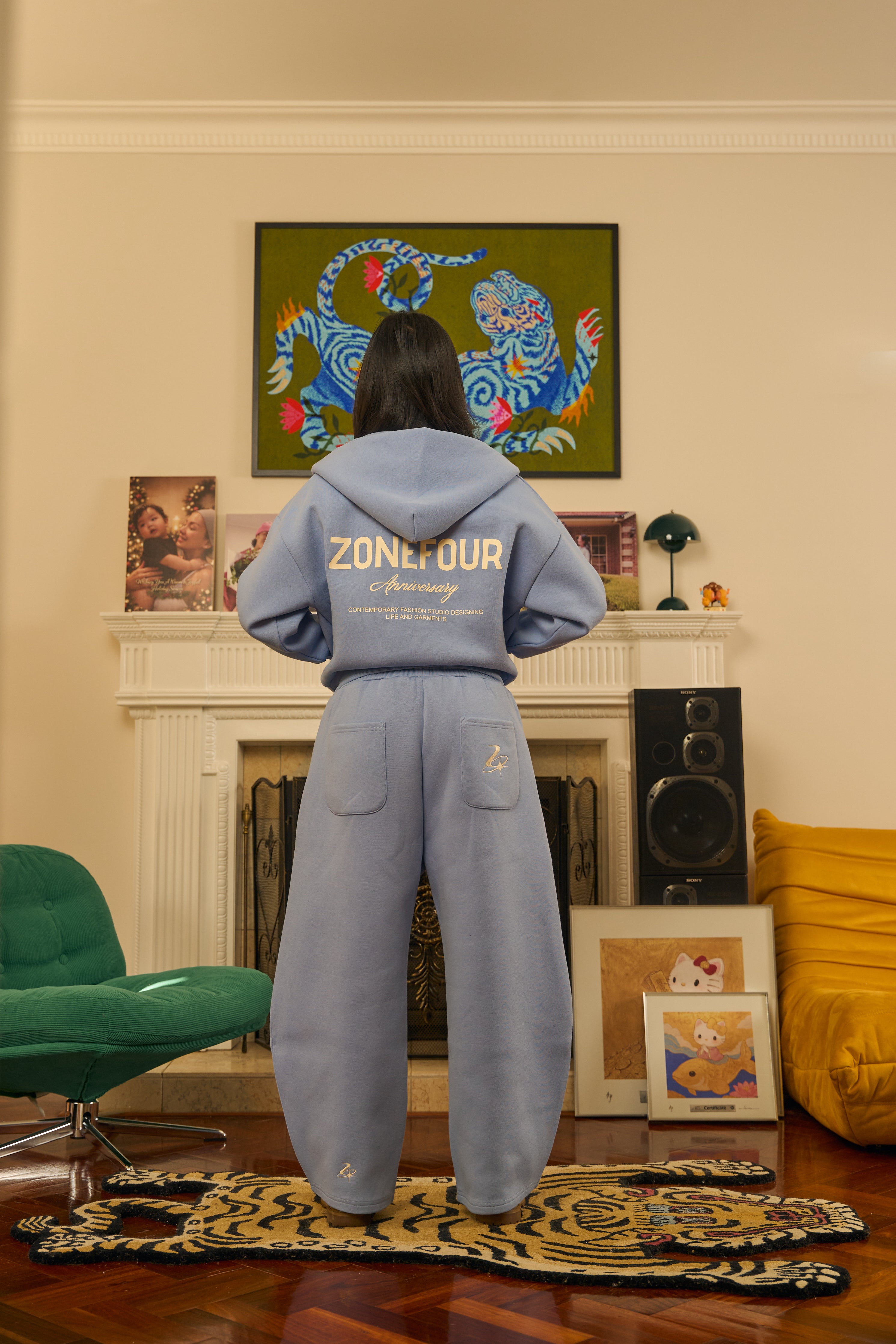 Anniversary Zip Hoodie - Baby Blue