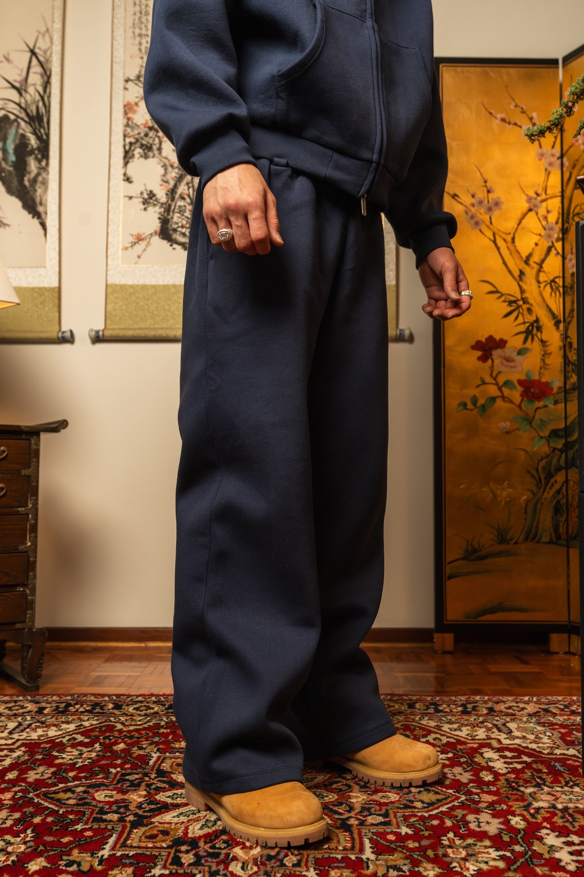 Anniversary Wide Leg Sweats - Navy