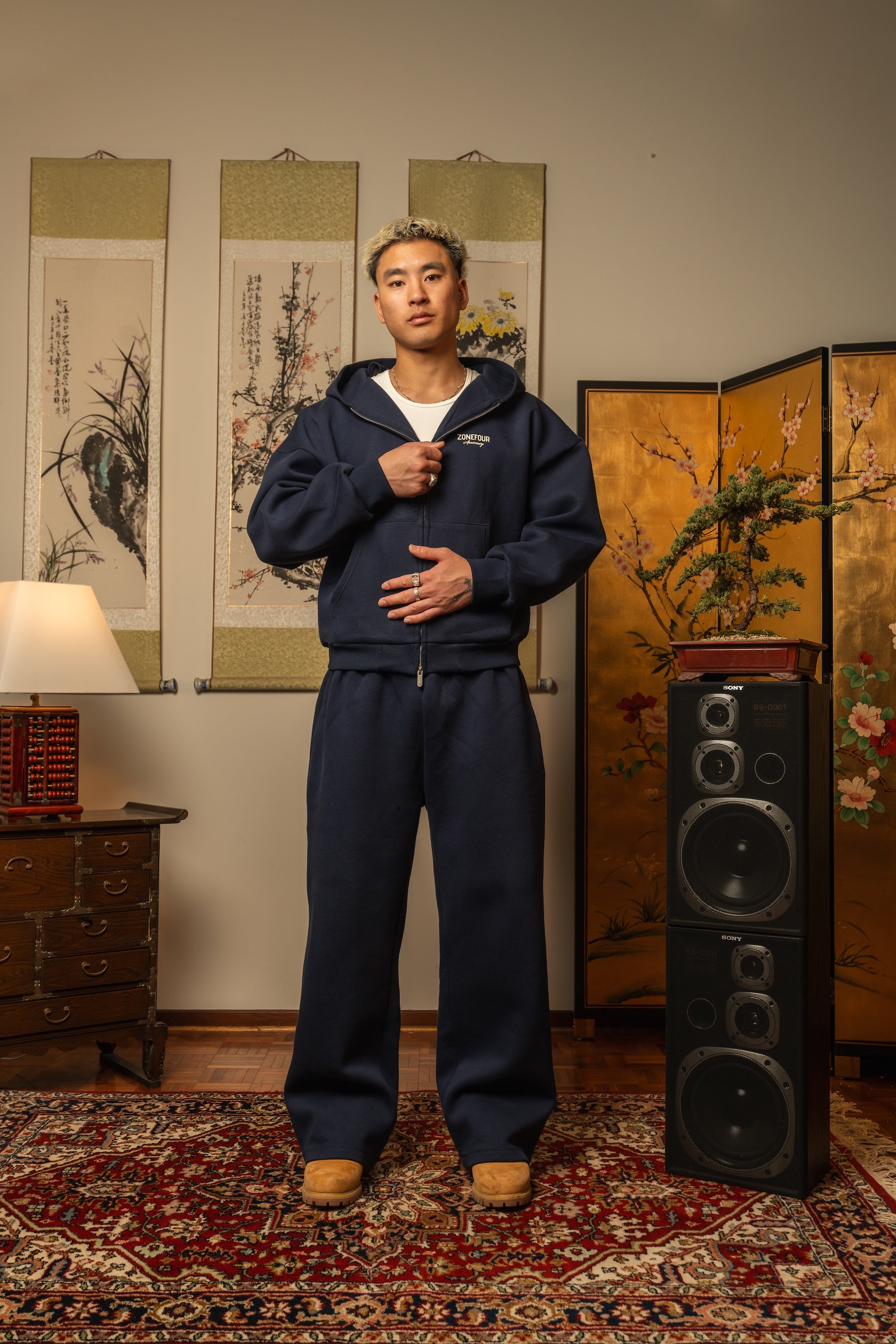 Anniversary Wide Leg Sweats - Navy