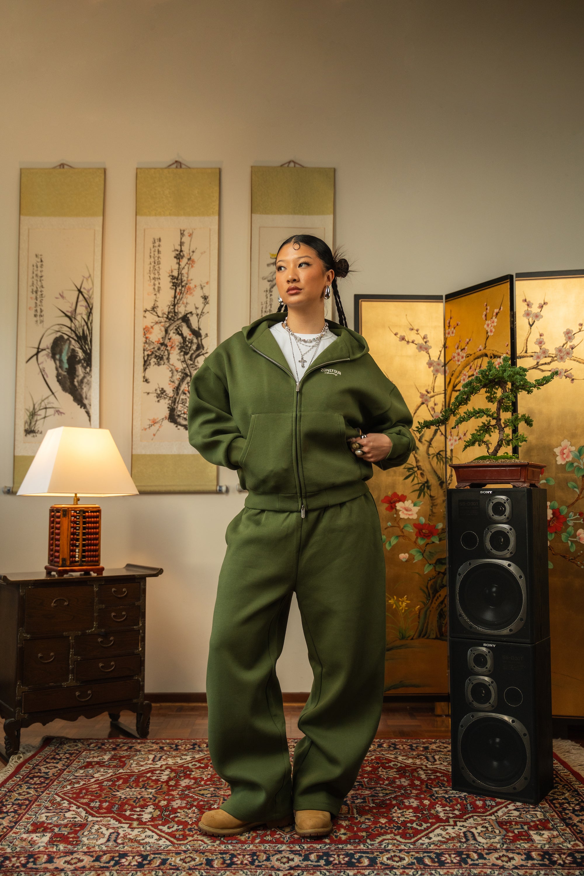 Anniversary Wide Leg Sweats - Field Green