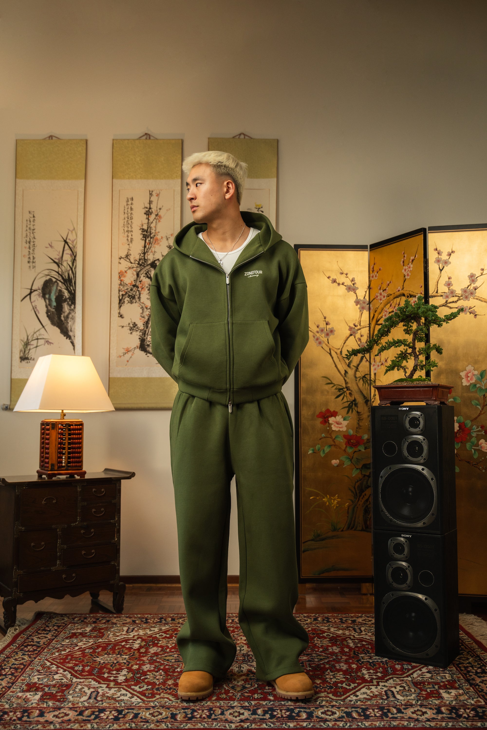Anniversary Wide Leg Sweats - Field Green