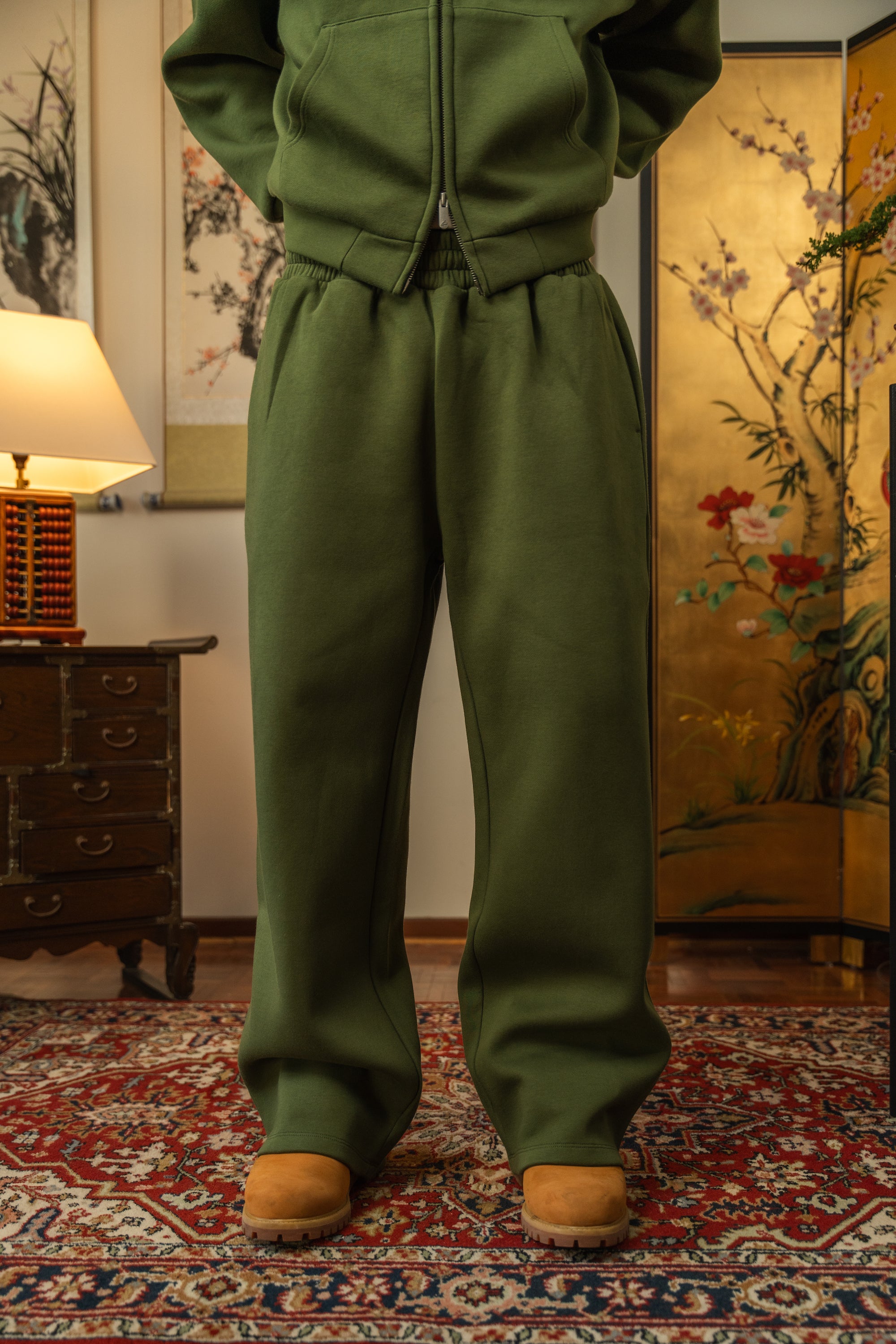 Anniversary Wide Leg Sweats - Field Green