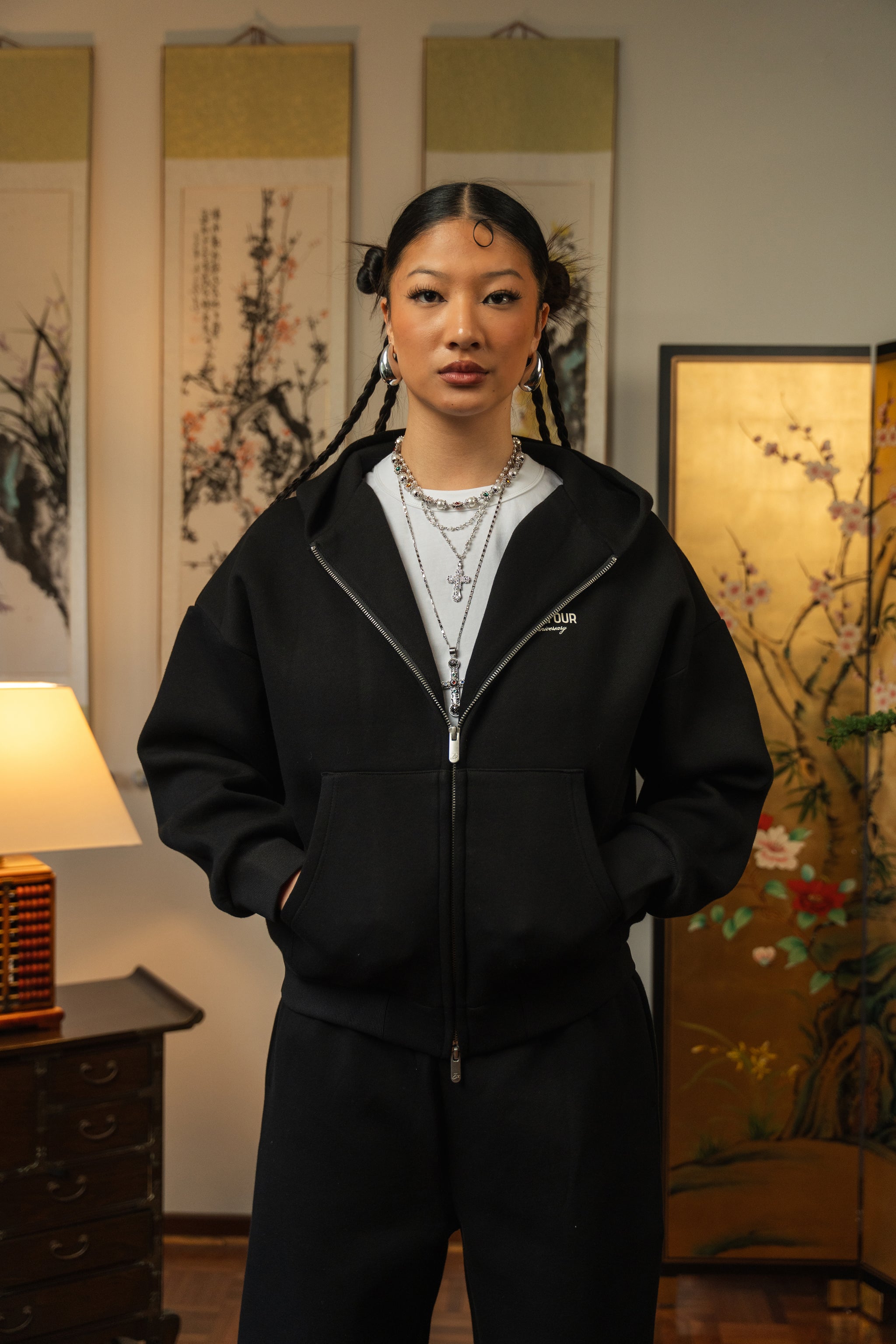 Anniversary Zip Hoodie - Black