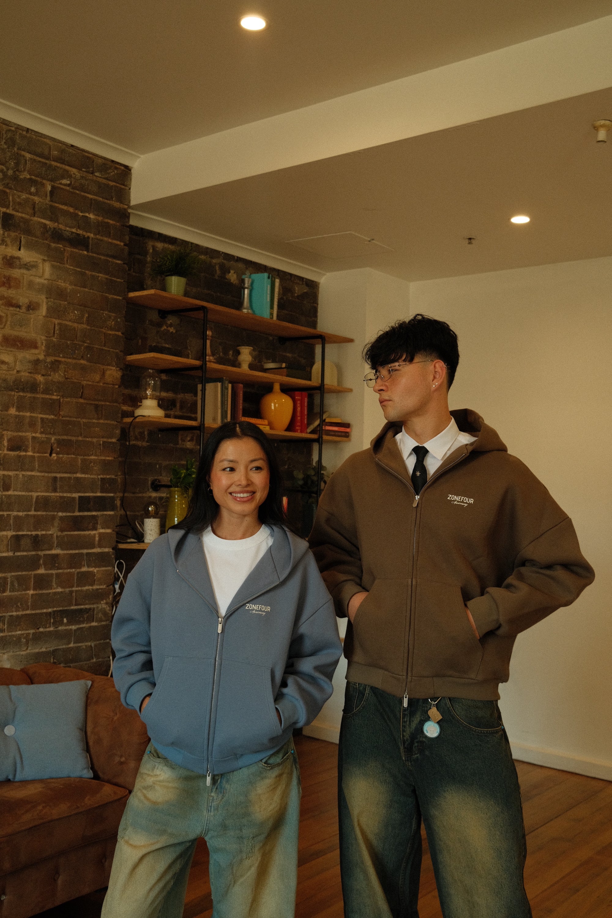 Anniversary Zip Hoodie - Khaki Brown