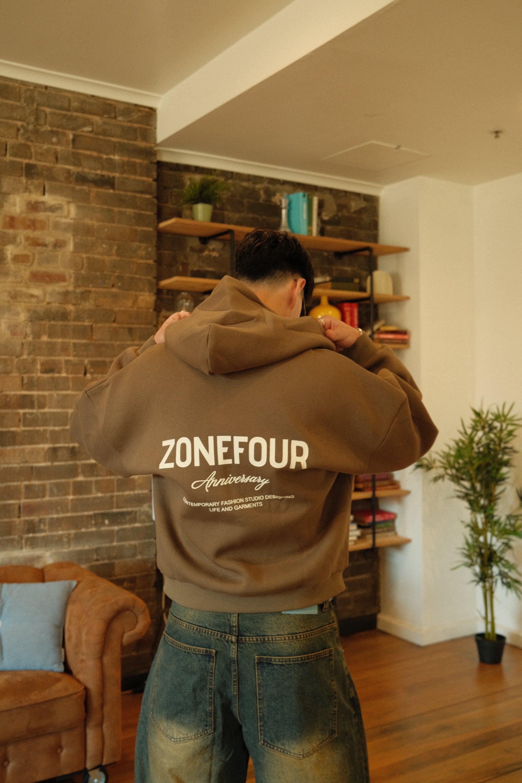 Anniversary Zip Hoodie - Khaki Brown
