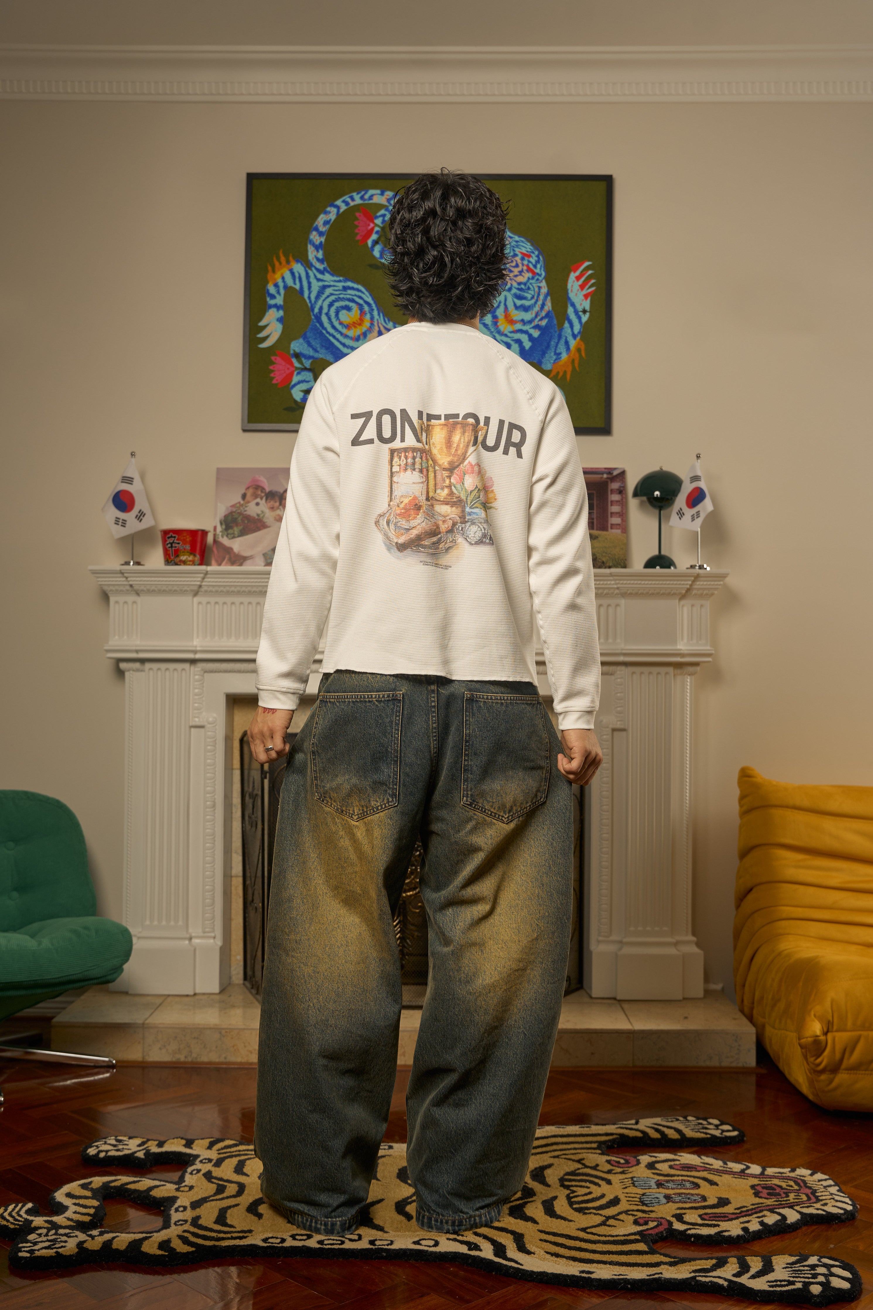 Long Sleeve Ego Waffle - White