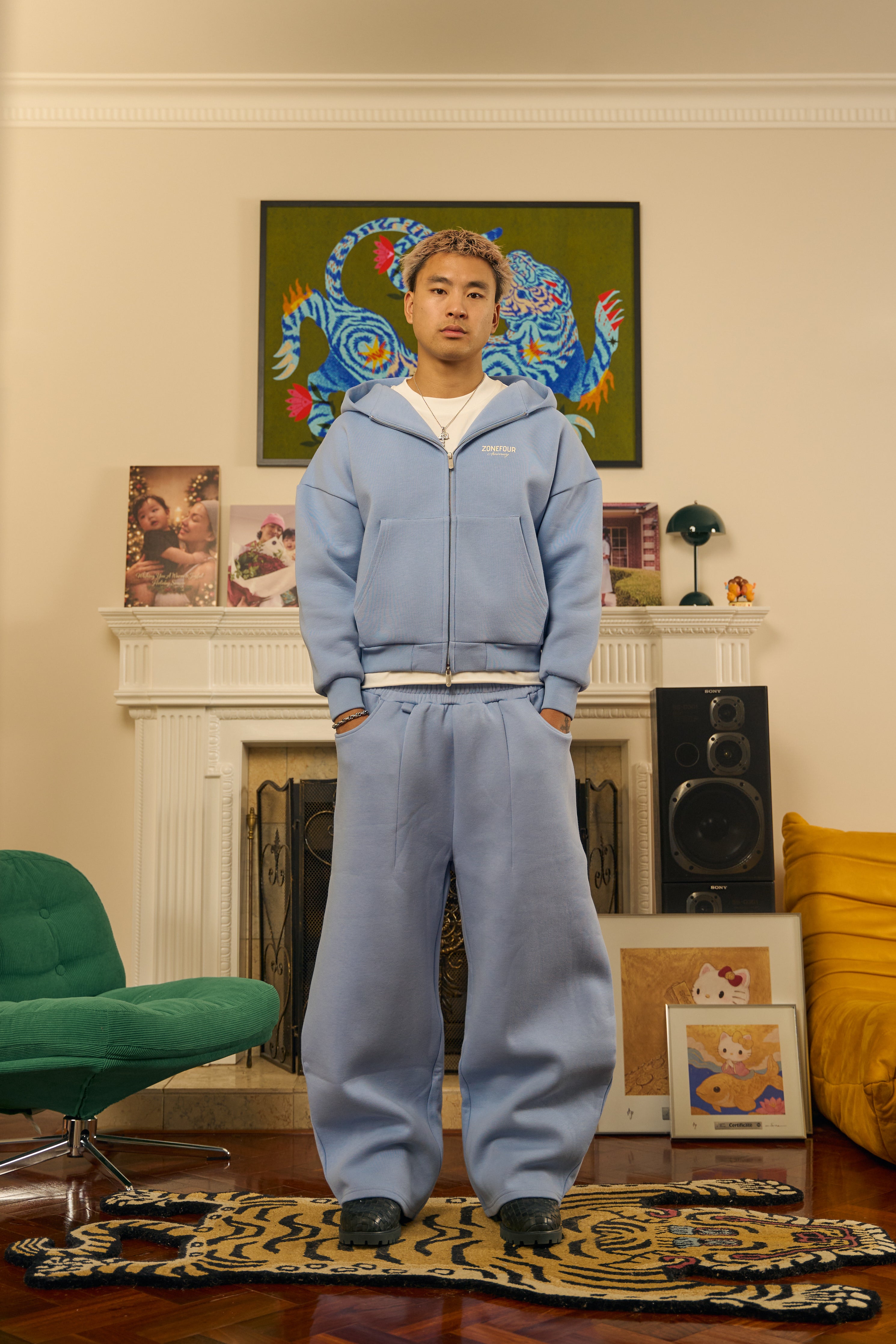 Anniversary Zip Hoodie - Baby Blue