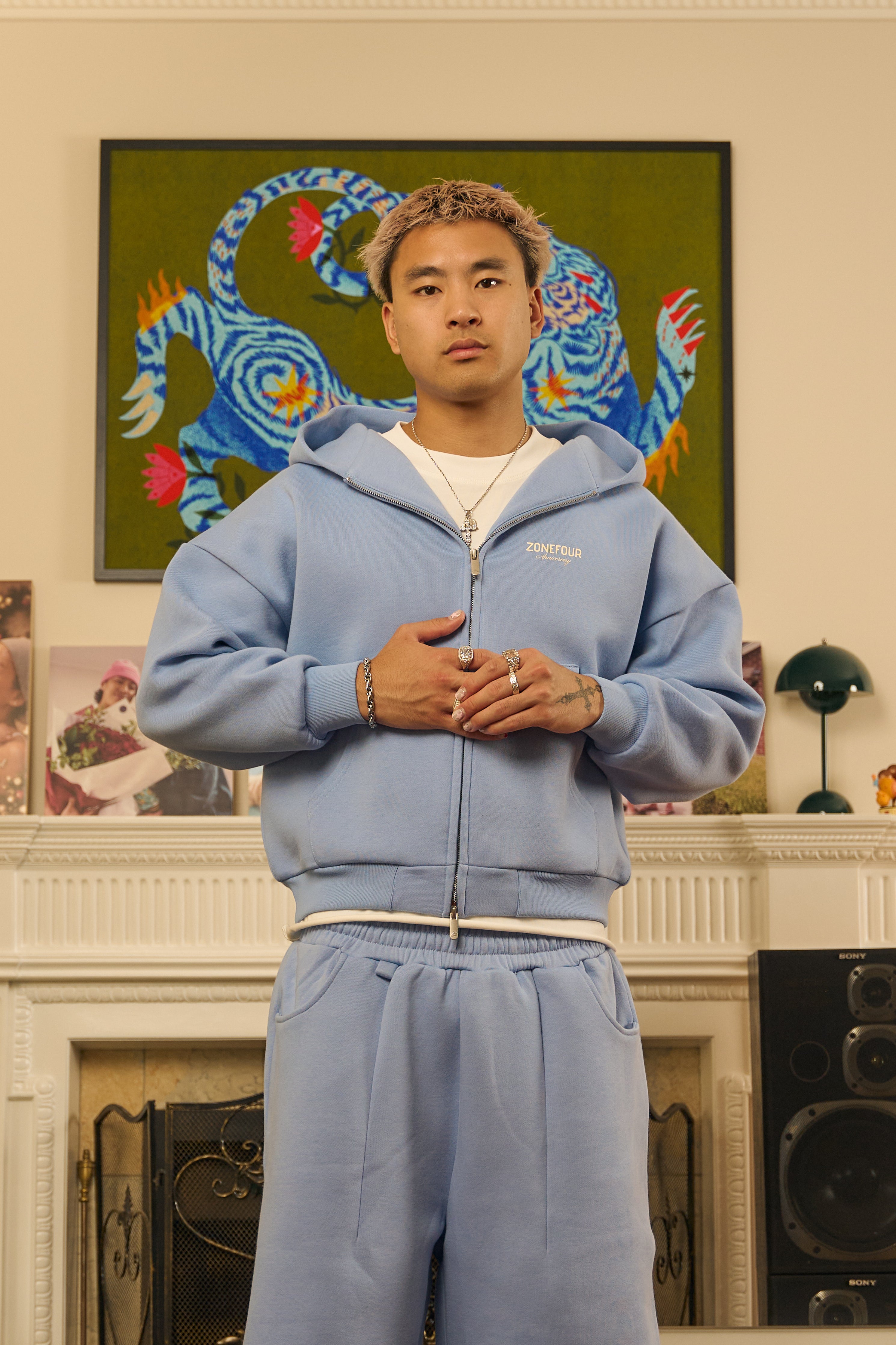 Anniversary Zip Hoodie - Baby Blue