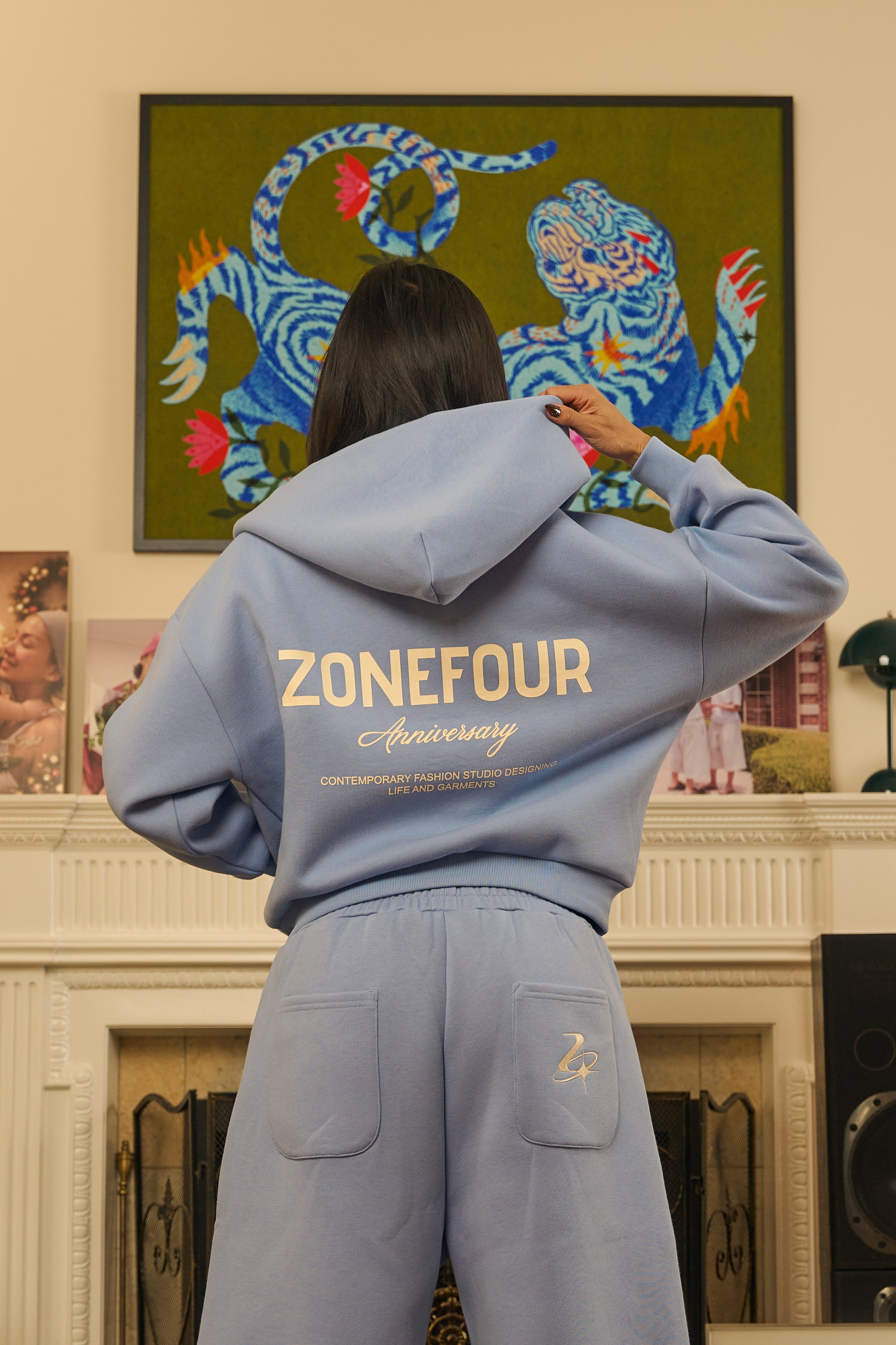 Anniversary Zip Hoodie - Baby Blue