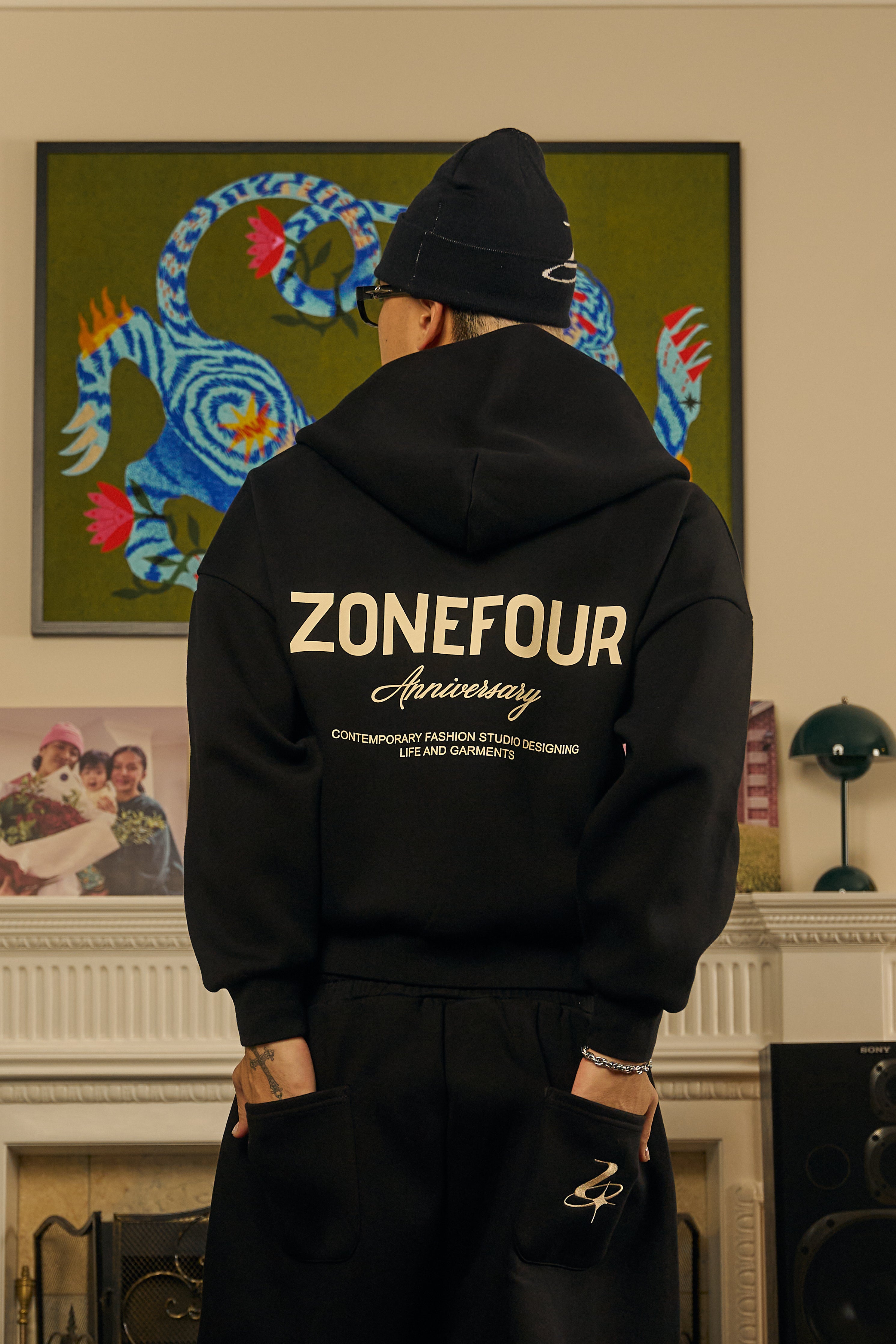 Anniversary Zip Hoodie - Black
