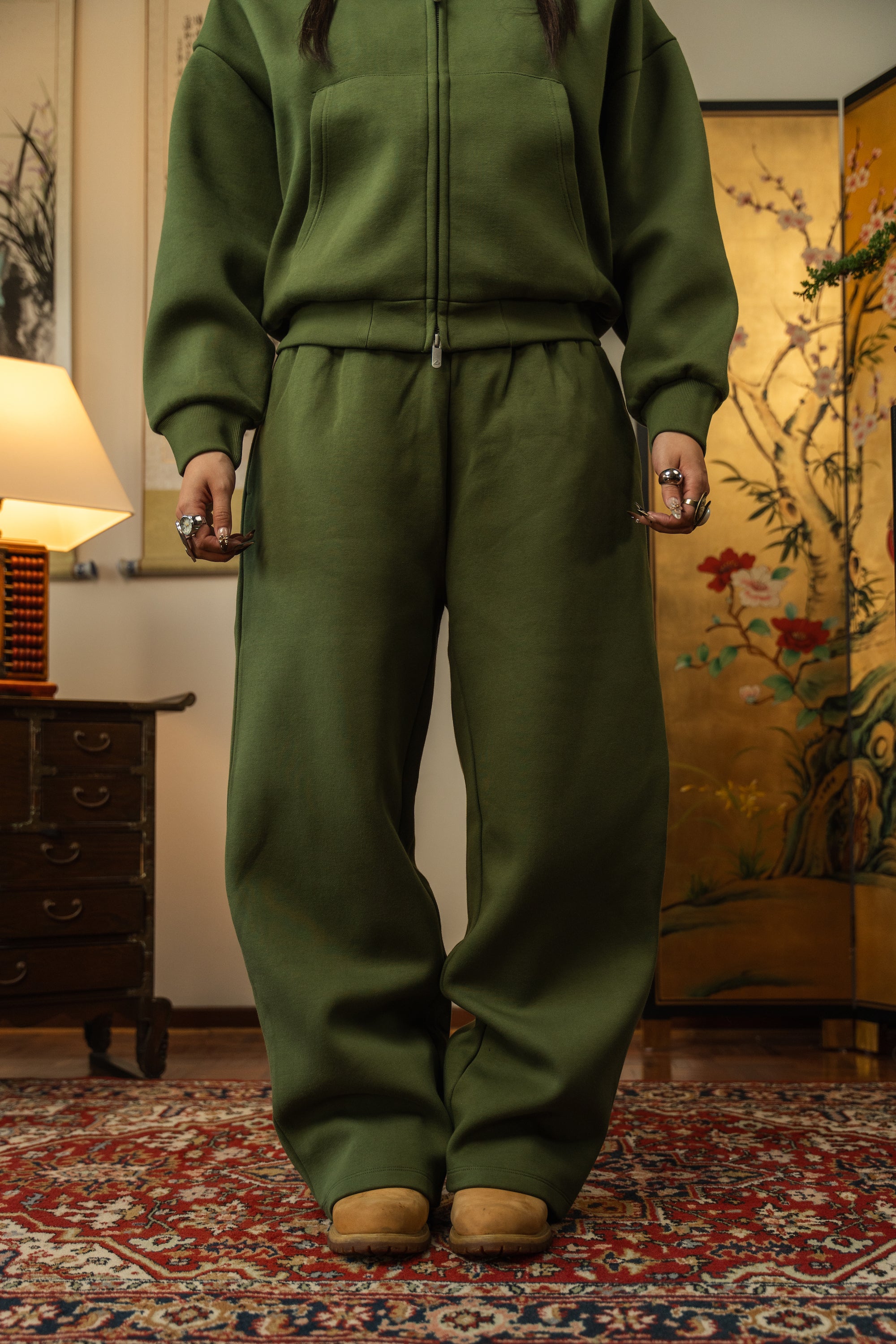 Anniversary Wide Leg Sweats - Field Green