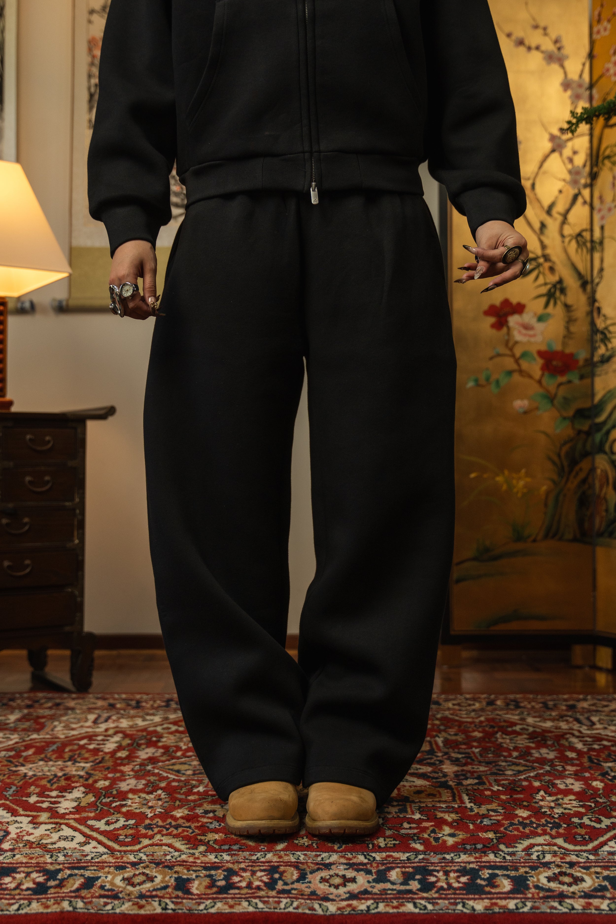 Anniversary Wide Leg Sweats - Black